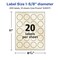 Avery Pearlized Ivory Round Labels with Sure Feed Technology, Print-to-the-Edge, 1-5/8" diameter